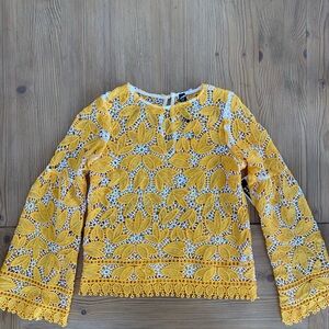 Design Lab Lord & Taylor Yellow Cuffed Sleeve Cropped Blouse. Size xs